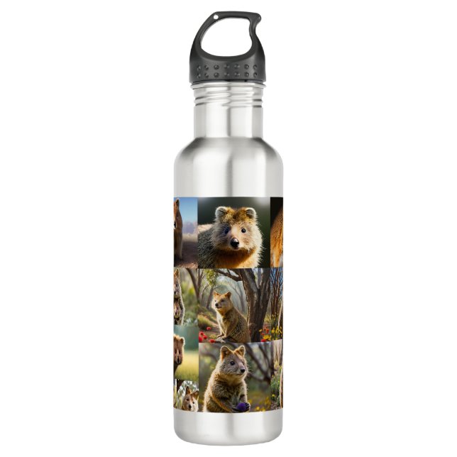 Bouteille D'eau "Quokka Chronicles : Un Collage De Photos Plein De (Devant)