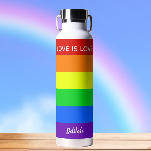 Bouteille D'eau Rainbow Love is Love Gay pride Personnalisé (Créateur téléchargé)