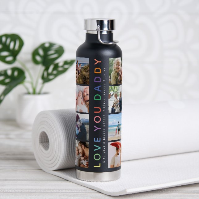 Bouteille D'eau Rainbow 'LOVE YOU DADDY' Photo Collage Keepsaké (Yoga)