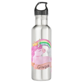 Bouteille D'eau 🌈 Rainbow Unicorn Nom personnalisé