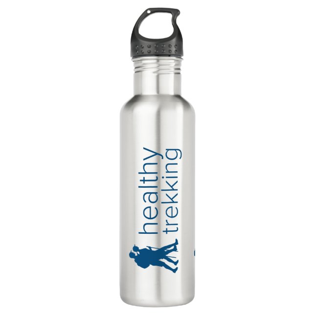 Bouteille D'eau Randonnée en santé Marine Bleu Logo Voyage (Devant)