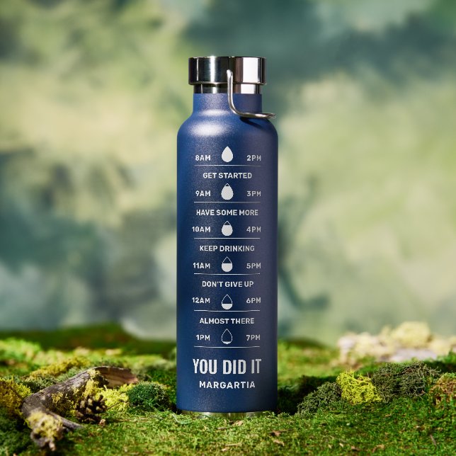 Bouteille D'eau Rappel Motivationnel Votre Nom Marine Moderne (Extérieur)