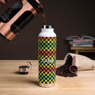 Bouteille D'eau Rasta Ombre rouge jaune vert À damiers Monogramme