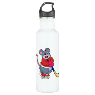 Bouteille D'eau Rat au hockey sur glace avec bâton de hockey sur g