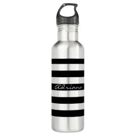 Bouteille d'eau rayée noire personnalisée