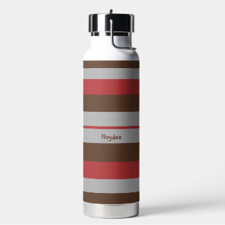 Bouteille D'eau Rayures rythmiques Lignes horizontales Gris Rouge