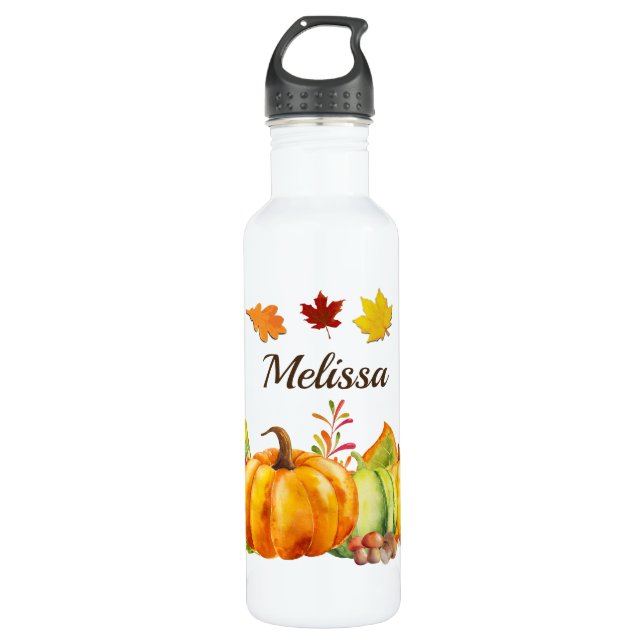 Bouteille D'eau Récolter les Citrouilles, les Feuilles et le feuil (Devant)