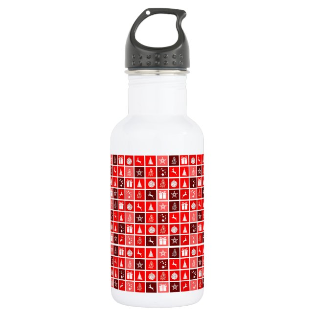 Bouteille D'eau Red Christmas Holiday Cute Tree Reinder (Devant)