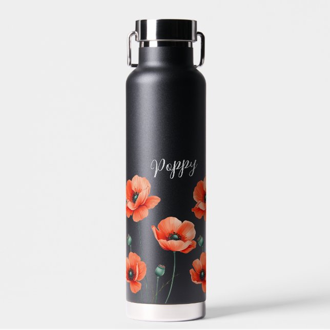 Bouteille D'eau Red Poppies Nom Floral Thermal (Avant)