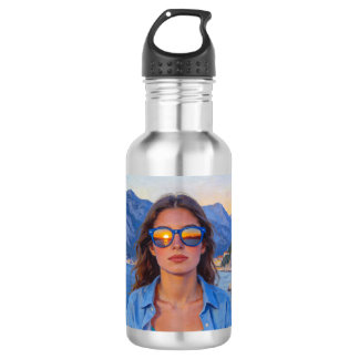 Bouteille D'eau Reflets du coucher de soleil méditerranéen – Moder