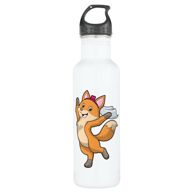 Bouteille D'eau Renard comme mariée avec voile et cœur (Devant)