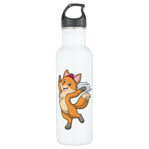 Bouteille D'eau Renard en fiancée avec voile et cœur