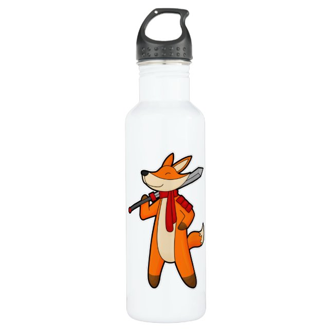 Bouteille D'eau Renard en guerrier avec épée et écharpe (Devant)