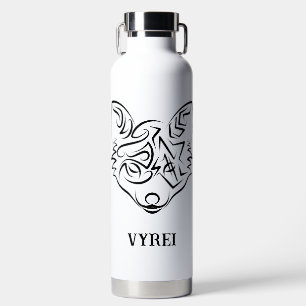 Bouteille D'eau Renard tribal noir et blanc