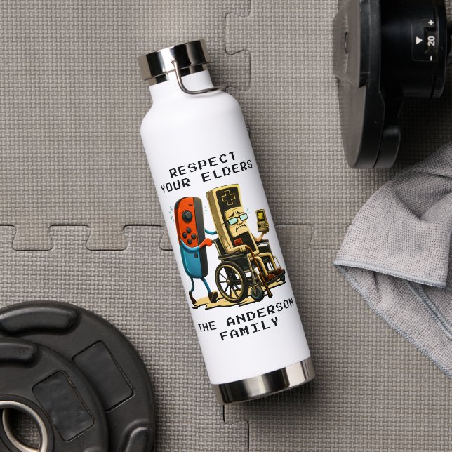 Bouteille D'eau Respect Your Elders Gaming Control Retro Funny (Salle de sport (pivotée))