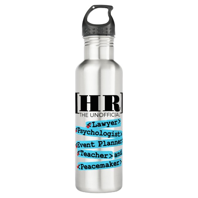 Bouteille D'eau Ressources humaines RH non officielles amusantes (Devant)