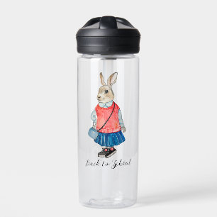 Bouteille D'eau Retour à l'école chic lapin imaginaire