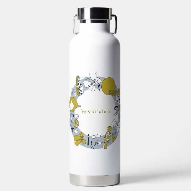 Bouteille D'eau Retour à l'école Petites choses Café de l'enseigna (Avant)