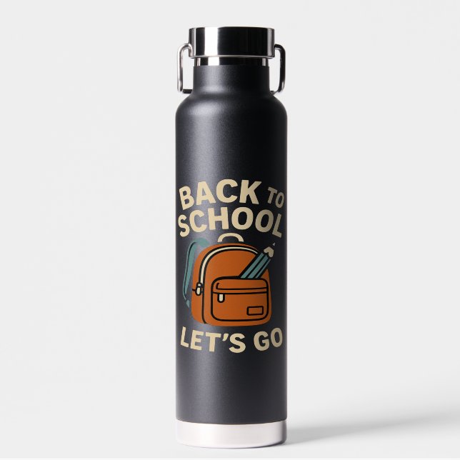 Bouteille D'eau Retour à l'école Rétro élèves enseignants et paren (Avant)