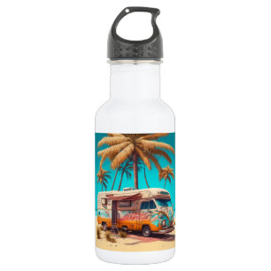 Bouteille D'eau Rétro camping-car et palmiers
