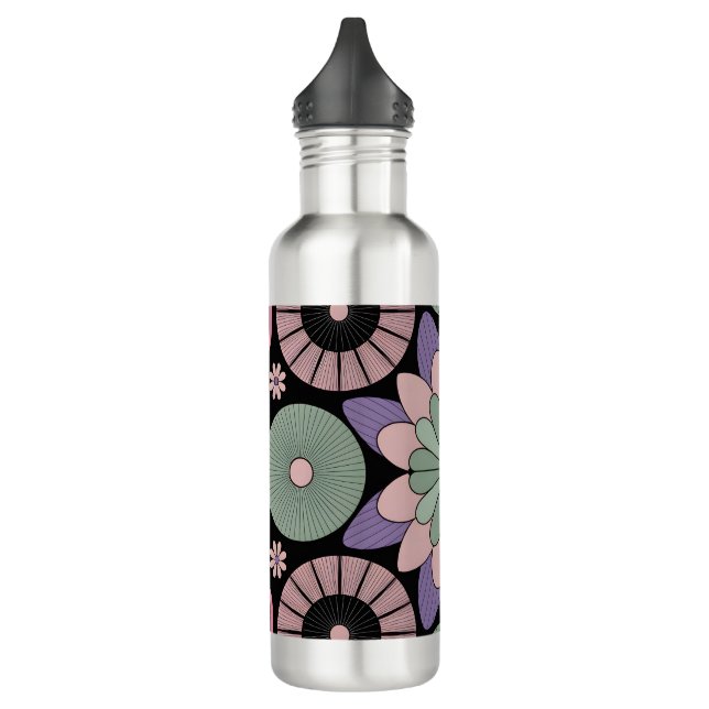 Bouteille D'eau Retro Pastel Floral Mandala Symmetry (Gauche)