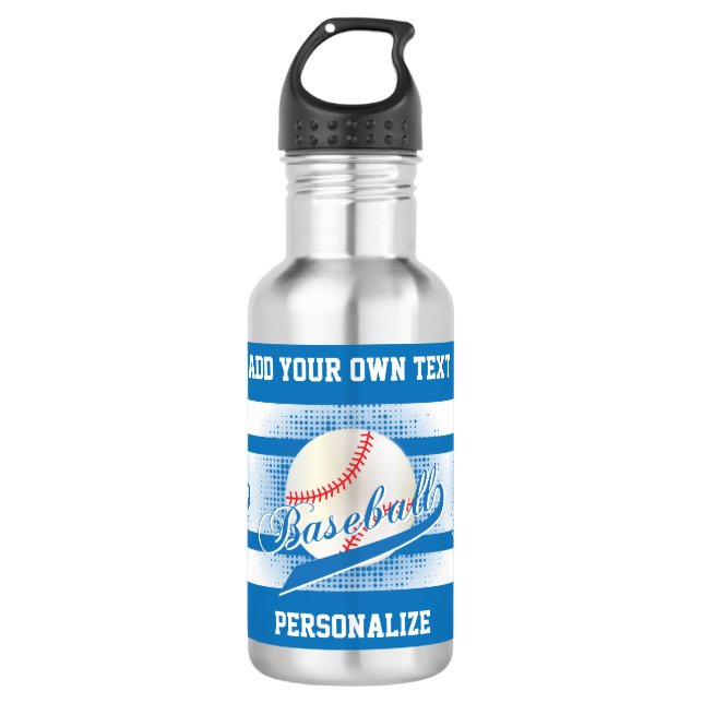 Bouteille D'eau Rétro style bleu de base-ball (Devant)