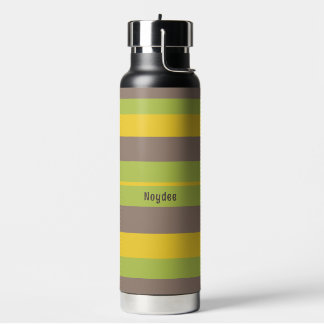 Bouteille D'eau Rhythm Stripes Horizontal Lines Brown Yellow Green