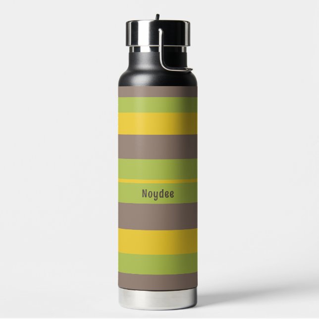 Bouteille D'eau Rhythm Stripes Horizontal Lines Brown Yellow Green (Gym)