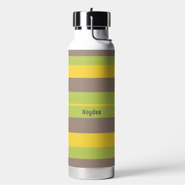 Bouteille D'eau Rhythm Stripes Horizontal Lines Brown Yellow Green (Gym)