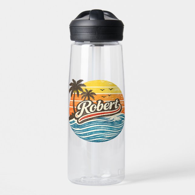 Bouteille D'eau Robert Retro Sunset Name Design (Avant)