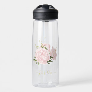 Bouteille D'eau romantique fleurs roses verdure