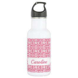 Bouteille D'eau Rose avec Motif de dentelle Crochet blanc