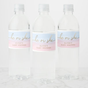 Bouteille d'eau rose bleu Favoriser le Étiquette
