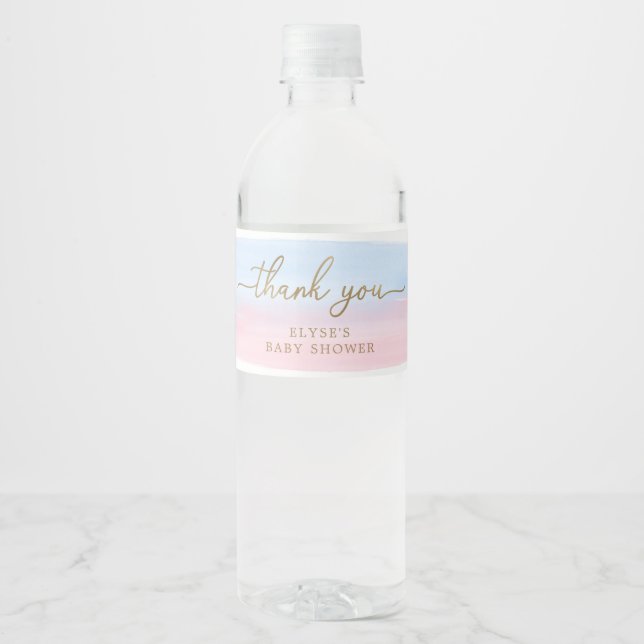 Bouteille d'eau rose bleu Favoriser le Étiquette (Devant)