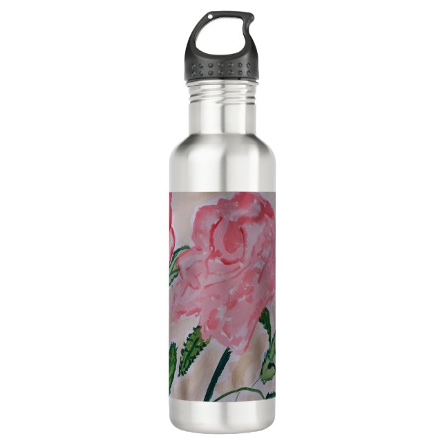Bouteille d'eau Rose d'été Abstraite (Devant)