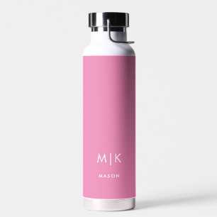Bouteille D'eau Rose et blanc Monogramme moderne