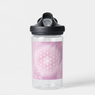 Bouteille D'eau rose, fleur de vie, géométrie sacrée, mandala, zen
