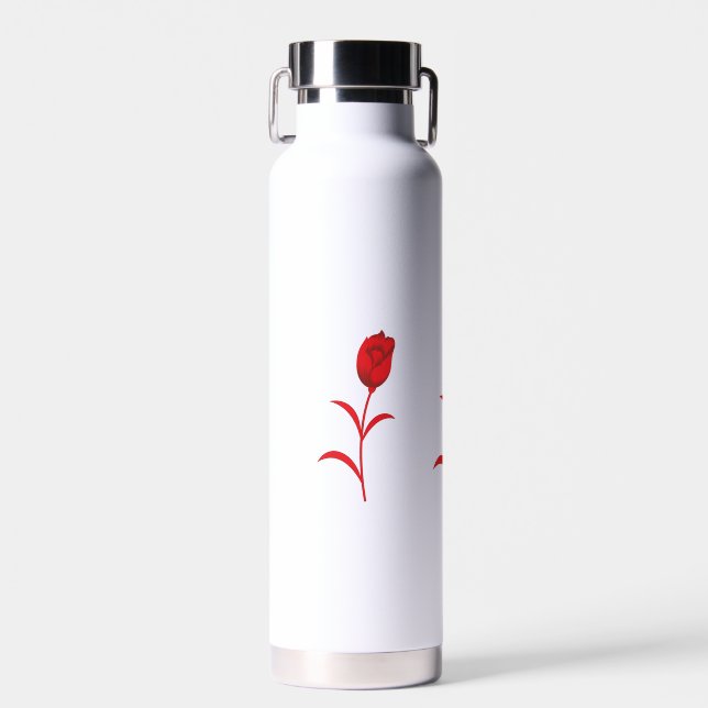 Bouteille D'eau Rose Madder, Rouge lave, design floral (Avant)