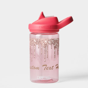 Bouteille d'eau rose Parties scintillant or avec t