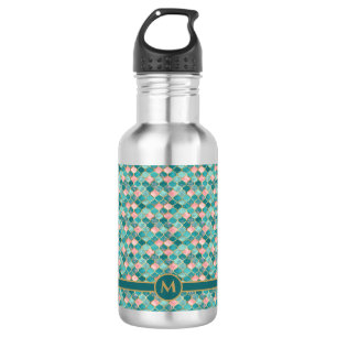 Bouteille D'eau Rose Turquoise Or Motif Élégant Personnalisé