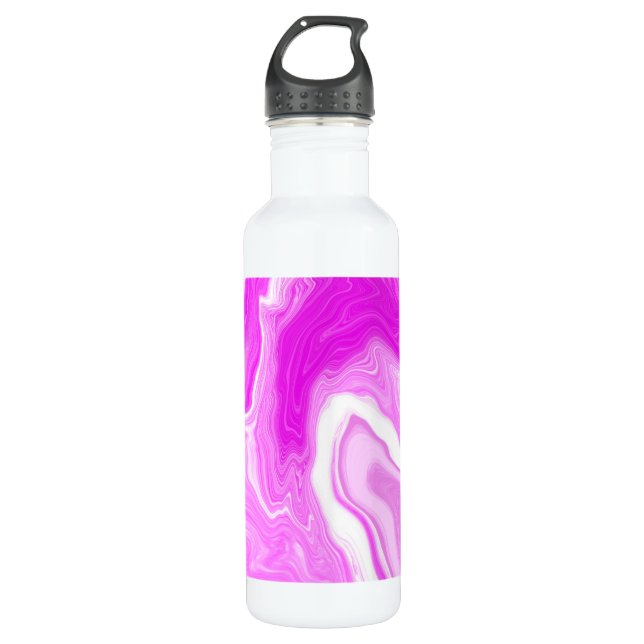 Bouteille D'eau Roses et Marbres blancs torsades Fluid Art (Devant)