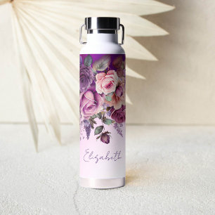 Bouteille D'eau Roses violettes rose élégant personnalisé