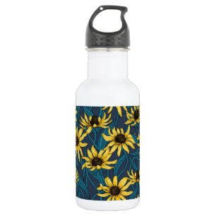 Bouteille D'eau Rudbekia jaune sur la marine