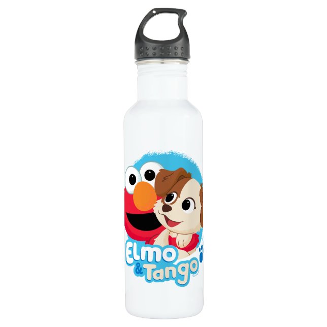 Bouteille D'eau Rue Sésame | Badge Elmo & Tango (Devant)