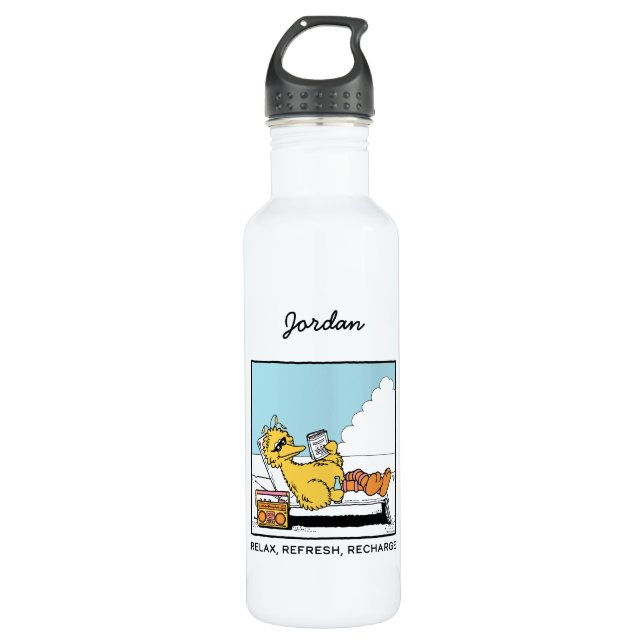 Bouteille D'eau Rue Sésame | Big Bird Relax | Ajouter Votre Nom (Devant)