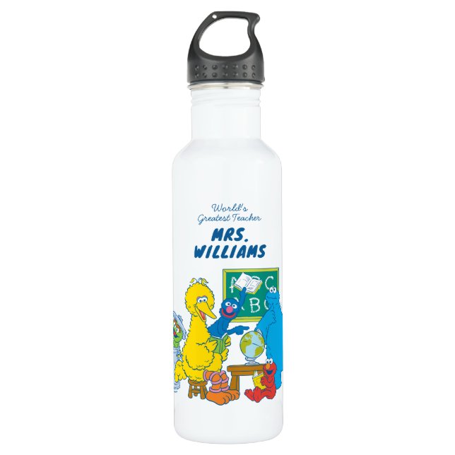 Bouteille D'eau Rue Sésame | Le plus grand enseignant du monde (Devant)