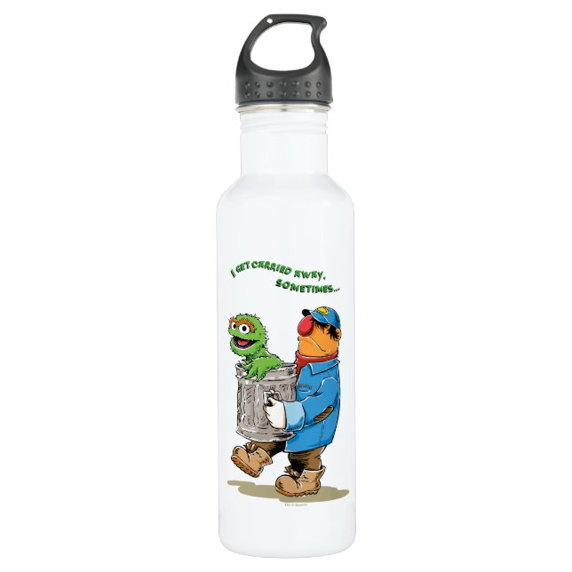 Bouteille D'eau Rue Sésame | Oscar & Bruno l'éboueur (Devant)