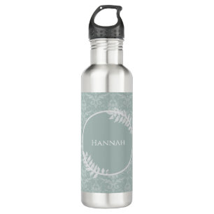 Bouteille D'eau Sage Green Elegant Damask Personnalisé