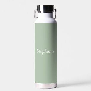 Bouteille D'eau Sage Green Nom Moderne Élégant Monogramme Boho