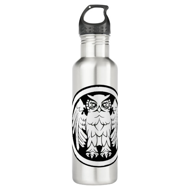 Bouteille D'eau sage_owl_élégant_hand_dessiné_géométrique_Bouteill (Devant)